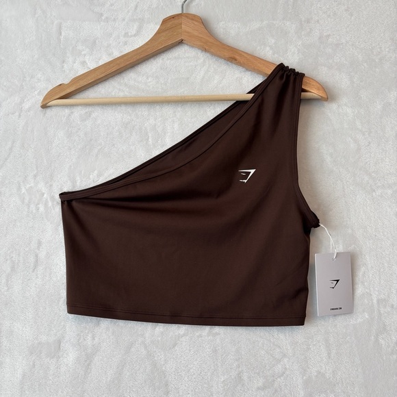 Gymshark womens brown Everyday One Shoulder Ruched Tank top size small NWT - Picture 2 of 9